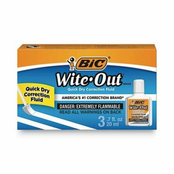 Bic BIC, Wite-Out Quick Dry Correction Fluid, 20 Ml Bottle, White, 3/pack WOFQD324